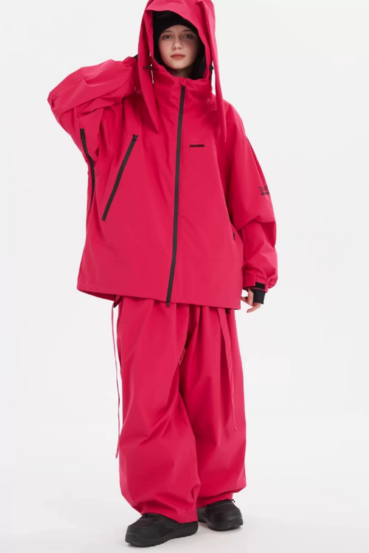 DOOKER Bunny Ear Detachable Bib Pants Snowboard Suit Set