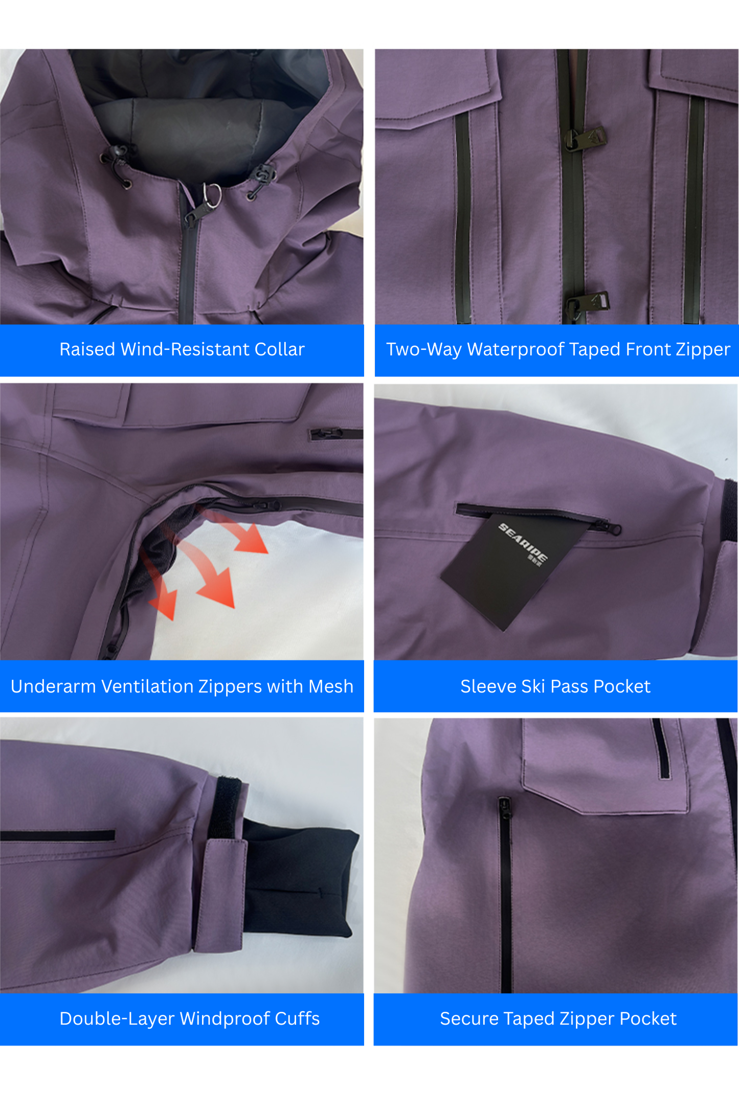 SEARIPE Heavyweight Waterproof 3-Layer Fabric Snow Pants Unisex