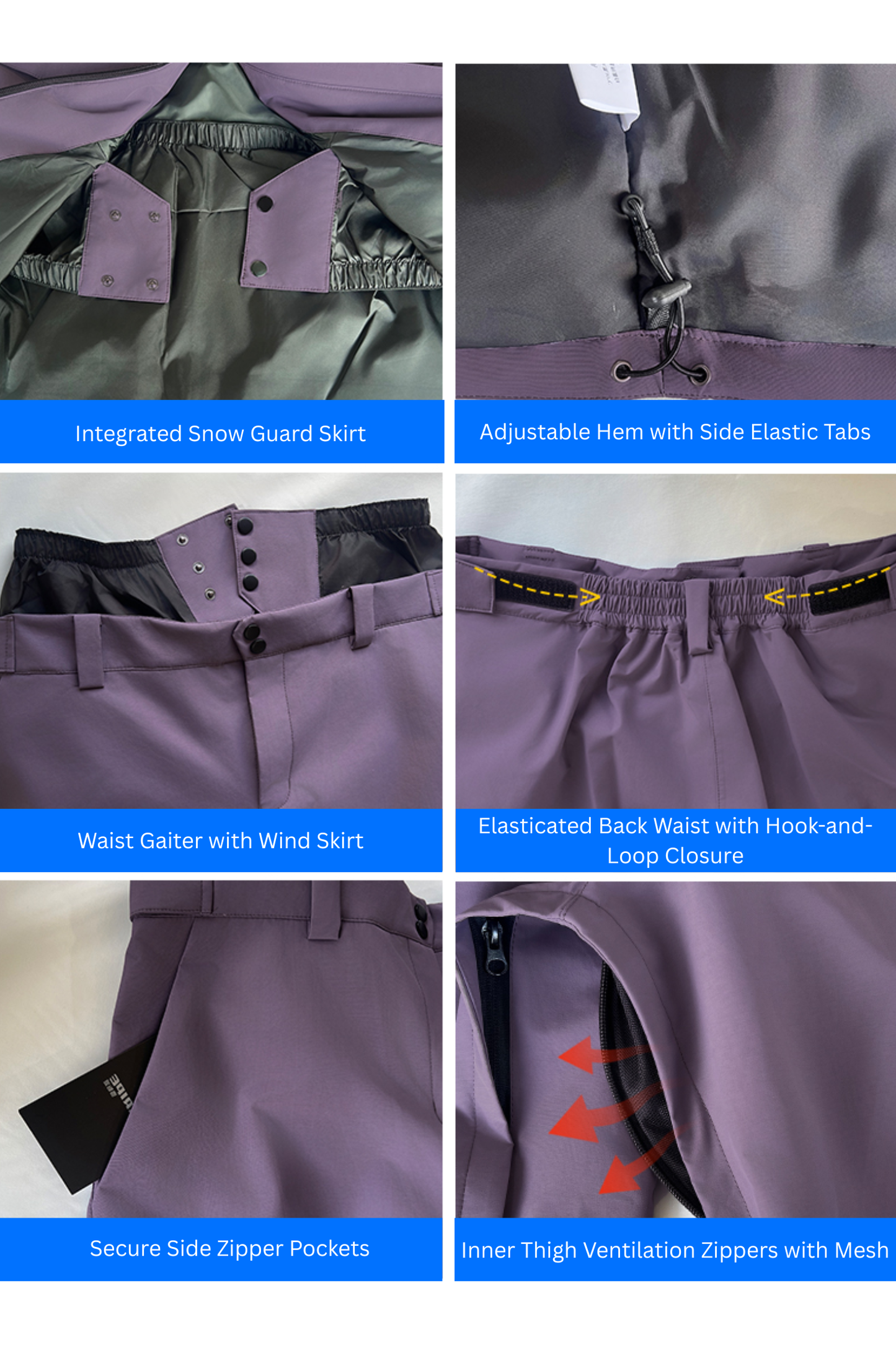 SEARIPE Heavyweight Waterproof 3-Layer Fabric Snow Pants Unisex
