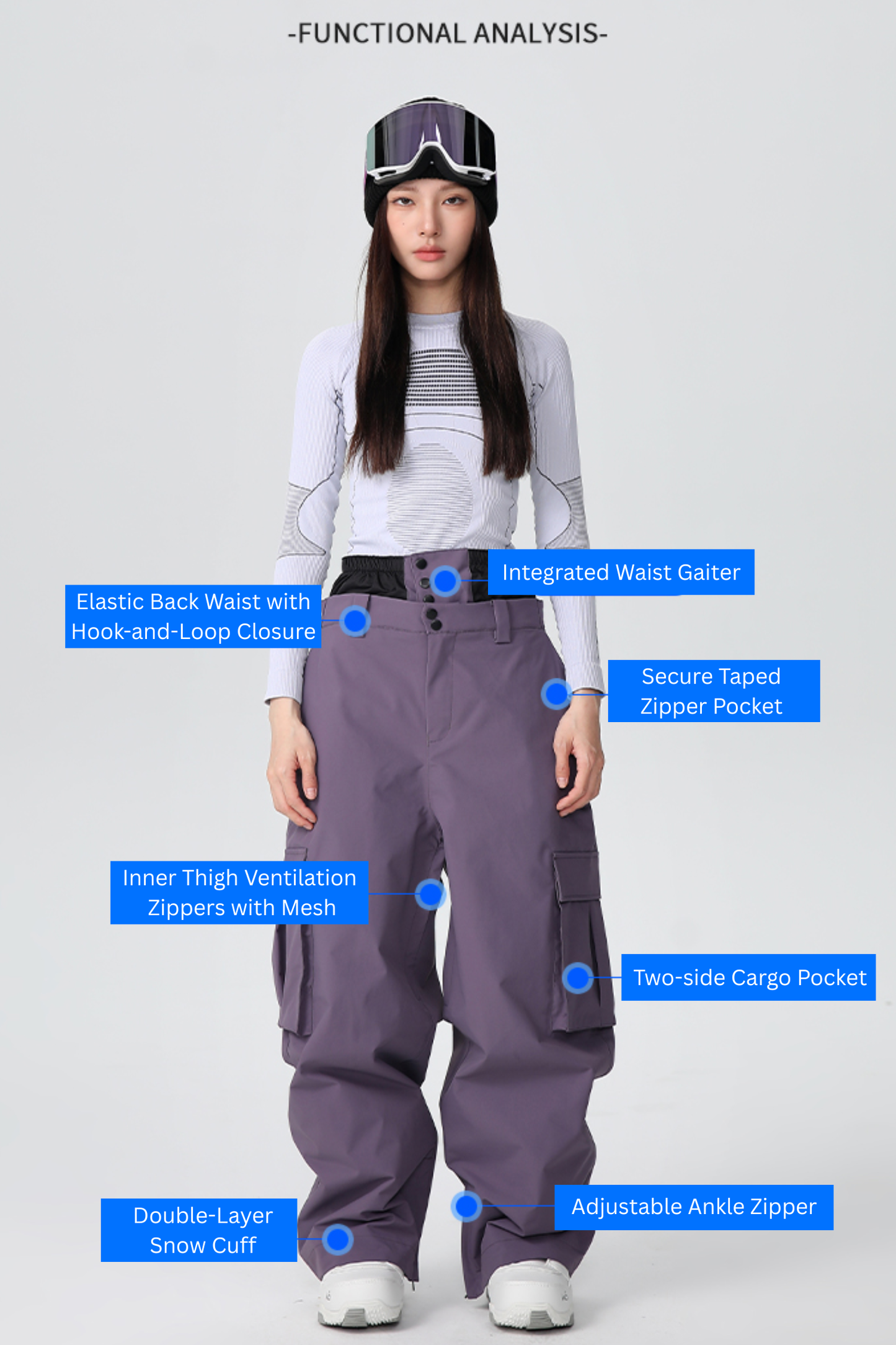 SEARIPE Heavyweight Waterproof 3-Layer Fabric Snow Pants Unisex