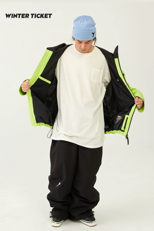 Winter Ticket 3L Freestyle Oversize Fluorescent Yellow Ski Jacket - Exile Space