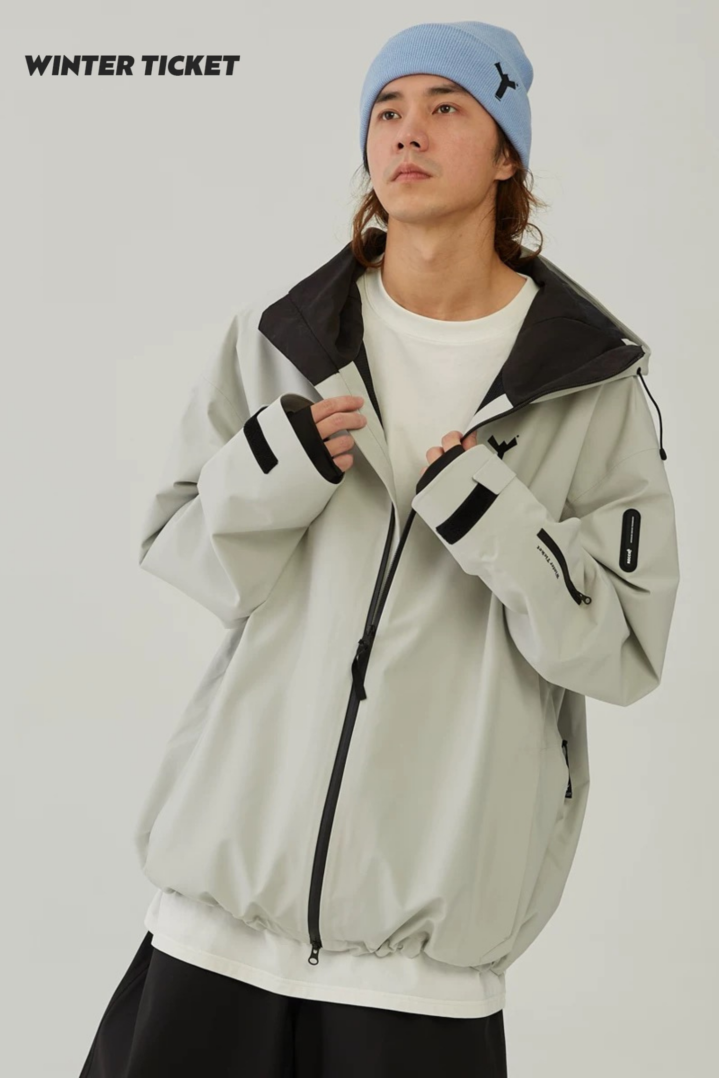WinterTicket 3L Freestyle Oversize Mist Grey Ski Jacket - Exile Space