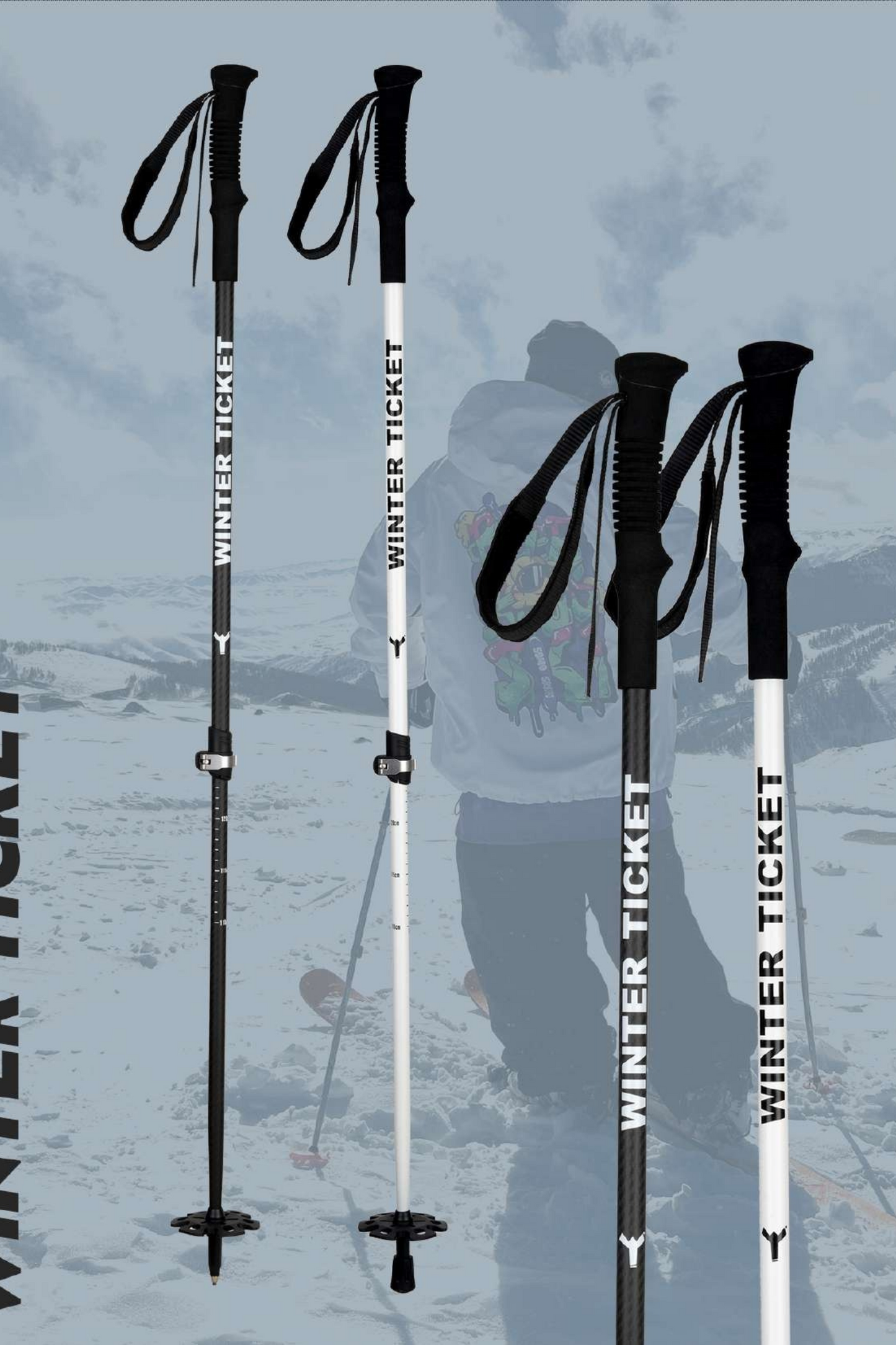 Winter Ticket Adjustable Carbon Ski Poles - Exile Space
