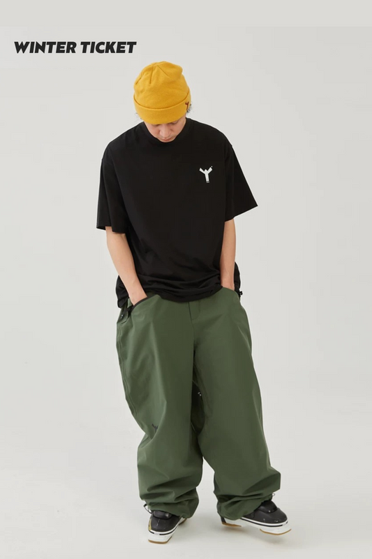 Winter Ticket Freestyle Oversize Army Green Snow Pants - Exile Space