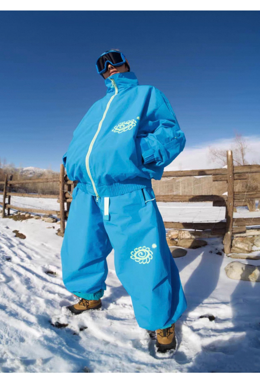OddyEddy Zima Blue Baggy Snowboard Pants- Unisex