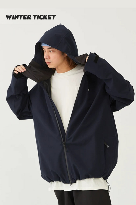 Winter Ticket 3L Freestyle Oversize Navy Blue Ski Jacket - Exile Space