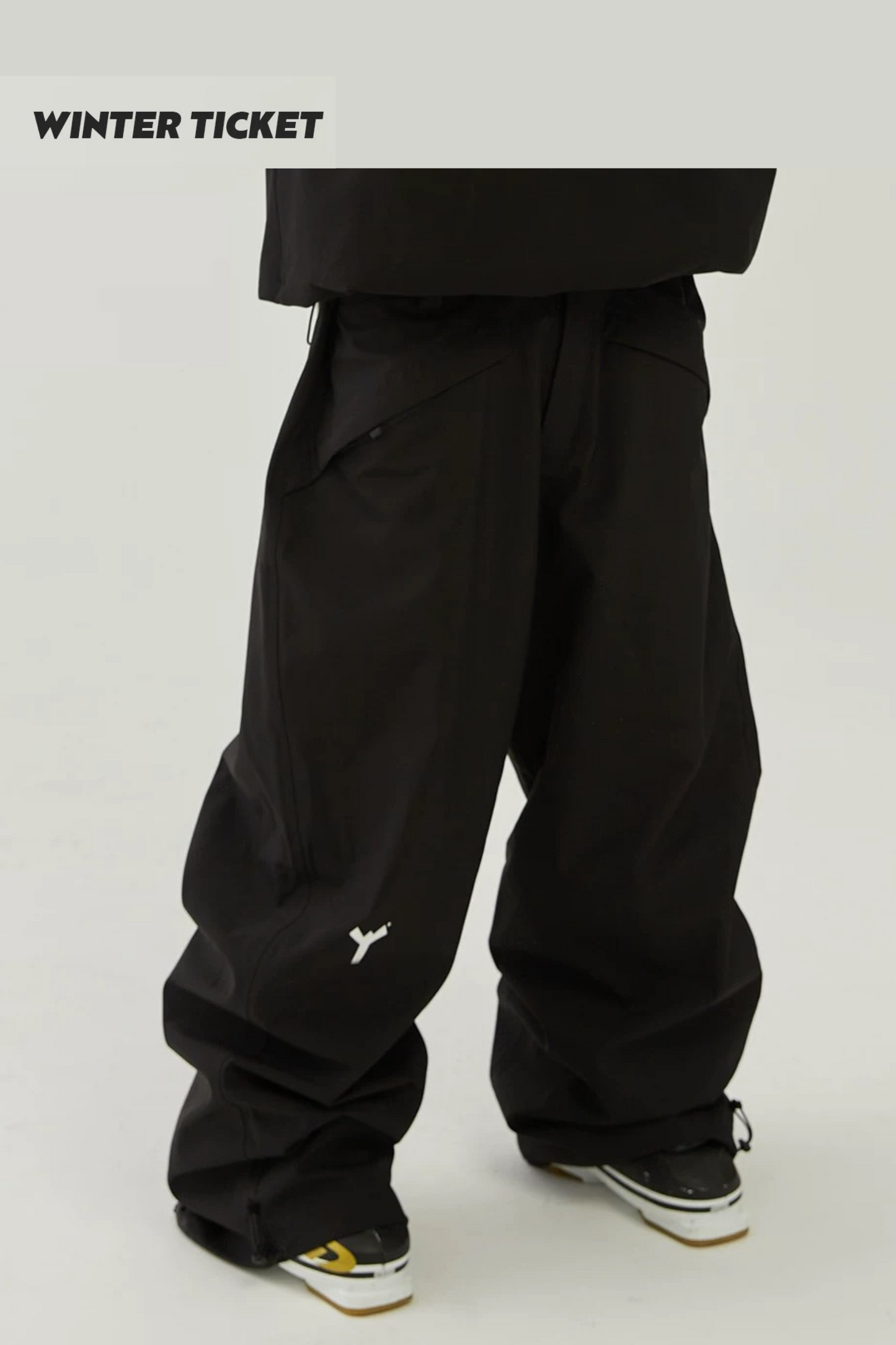 Winter Ticket Freestyle Oversize Black Snow Pants - Exile Space