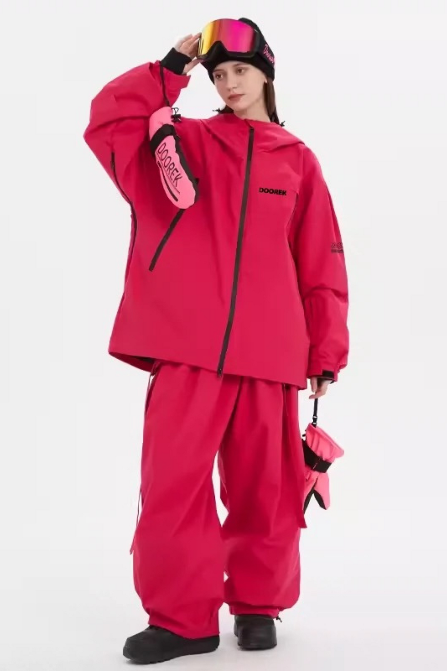 DOOKER Bunny Ear Detachable Bib Pants Snowboard Suit Set