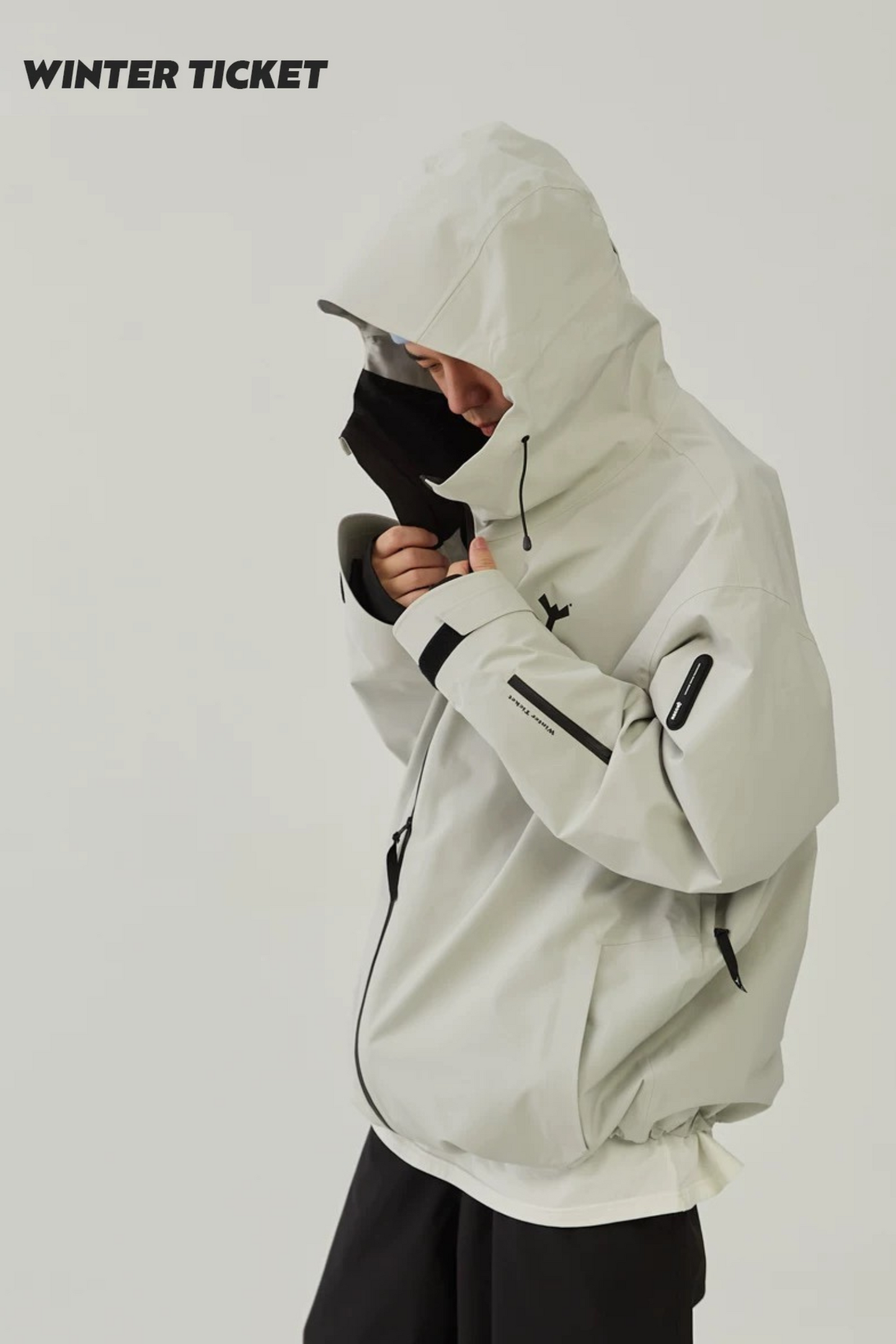 WinterTicket 3L Freestyle Oversize Mist Grey Ski Jacket - Exile Space