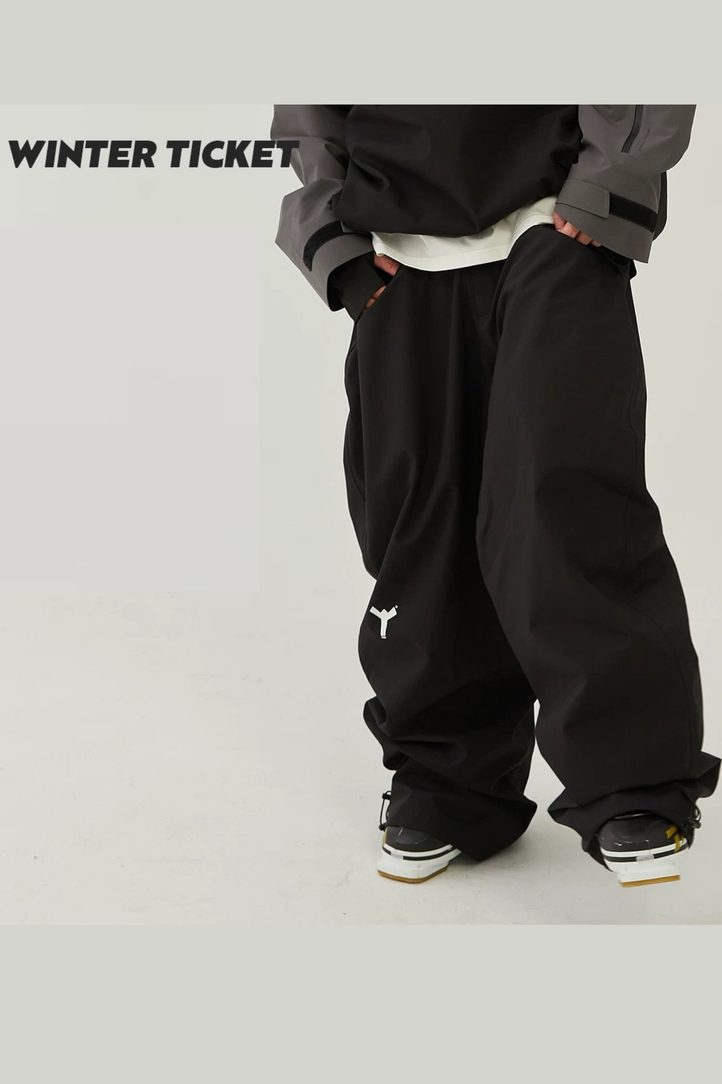 Winter Ticket Freestyle Oversize Black Snow Pants - Exile Space