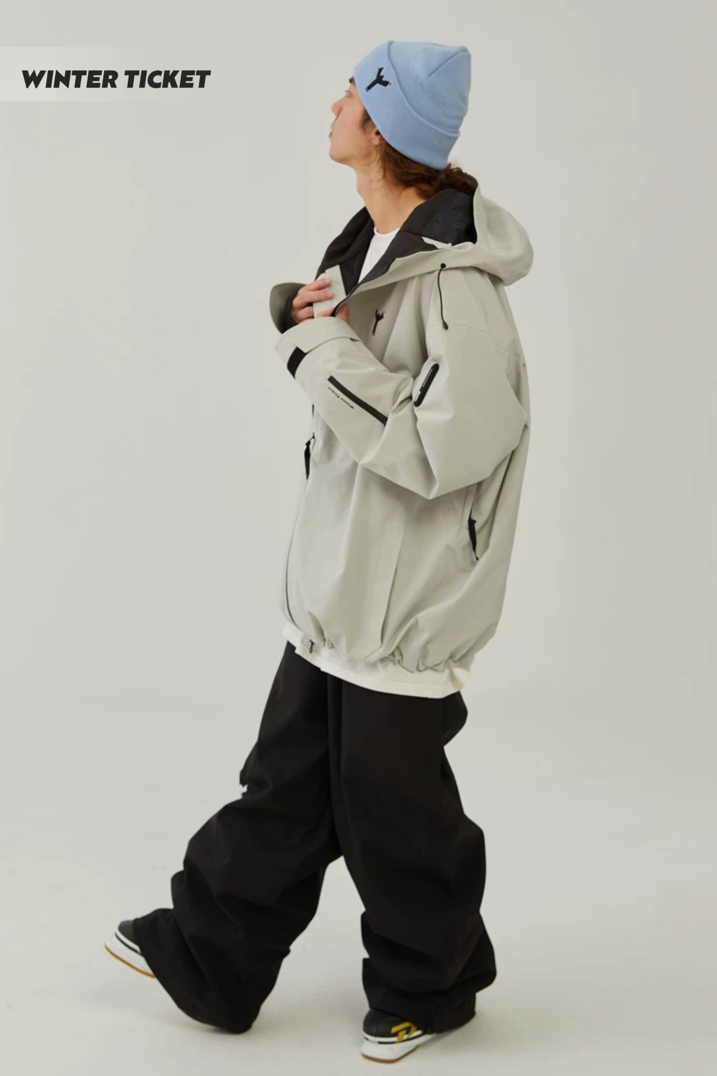 WinterTicket 3L Freestyle Oversize Mist Grey Ski Jacket - Exile Space