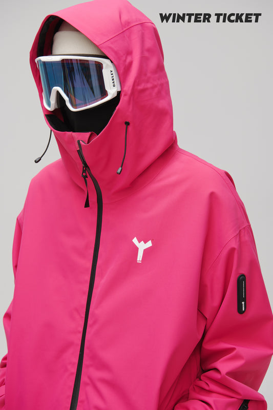 Winter Ticket 3L Freestyle Oversize Red Rose Ski Jacket Unisex - Exile Space