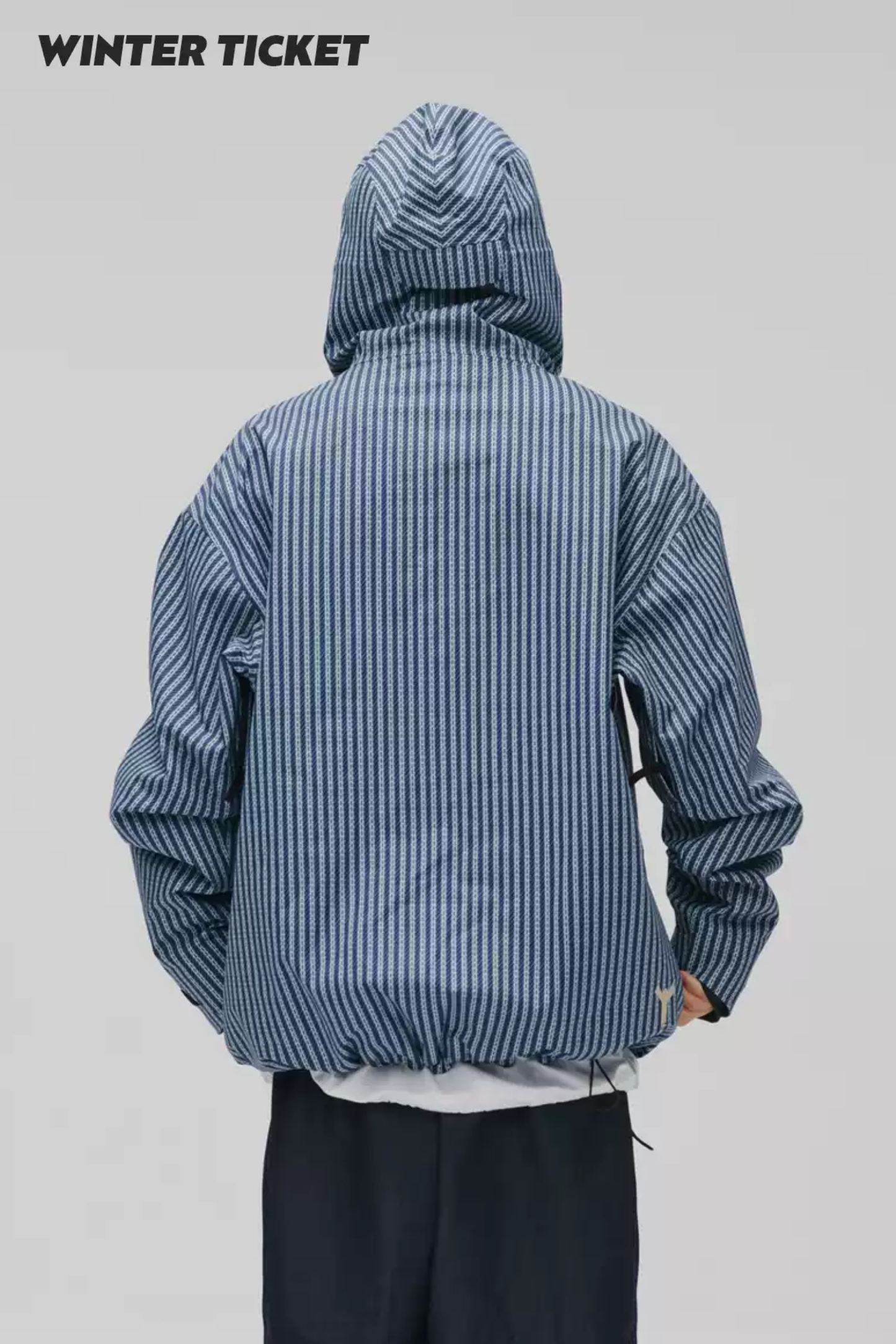 Winter Ticket 3L Freestyle Oversize Vertical Blue Stripes Ski Jacket - Exile Space