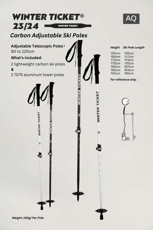 Winter Ticket Adjustable Carbon Ski Poles