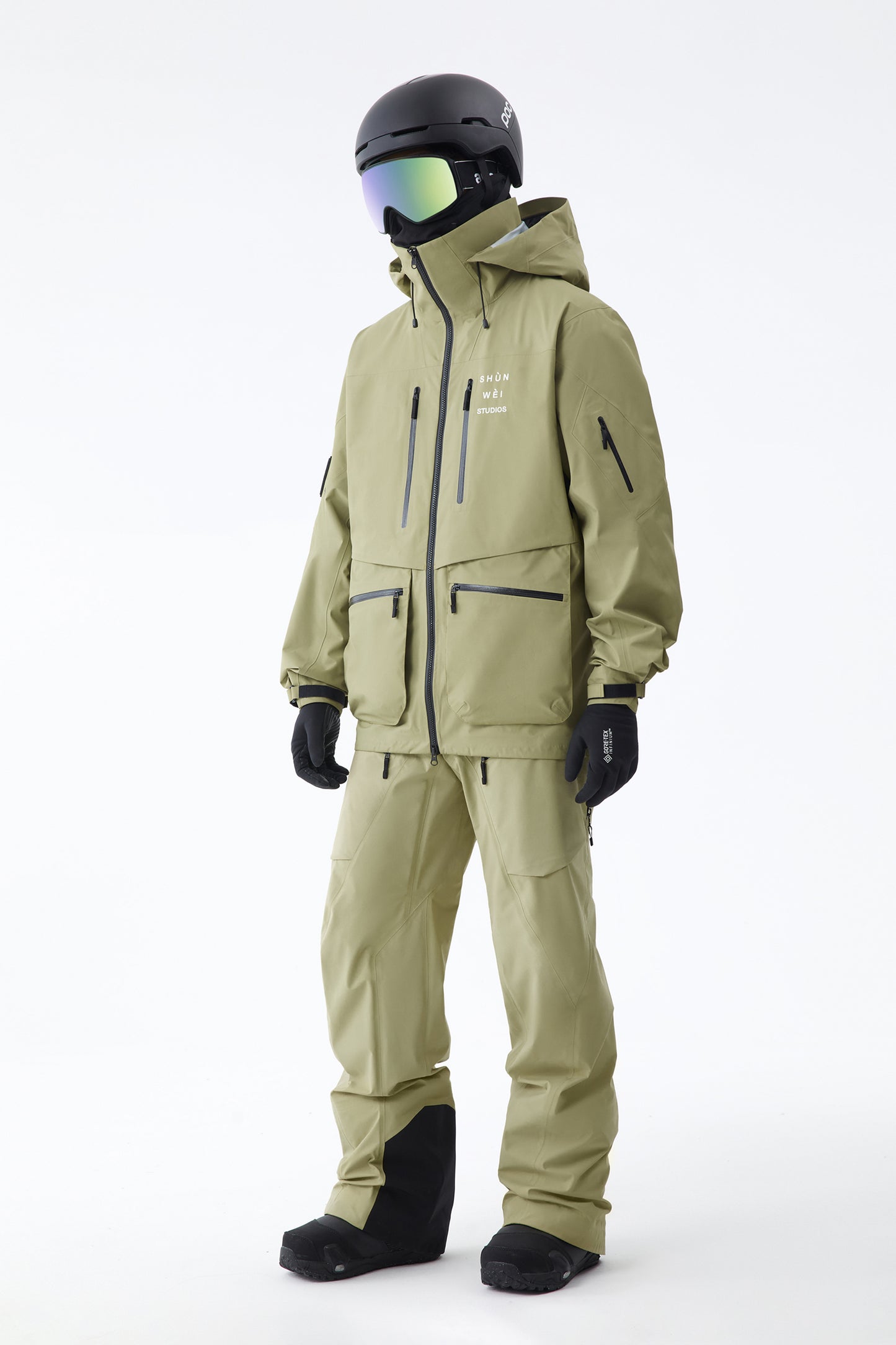 SHUNWEI STUDIO 3L SNOW PANTS exile space green