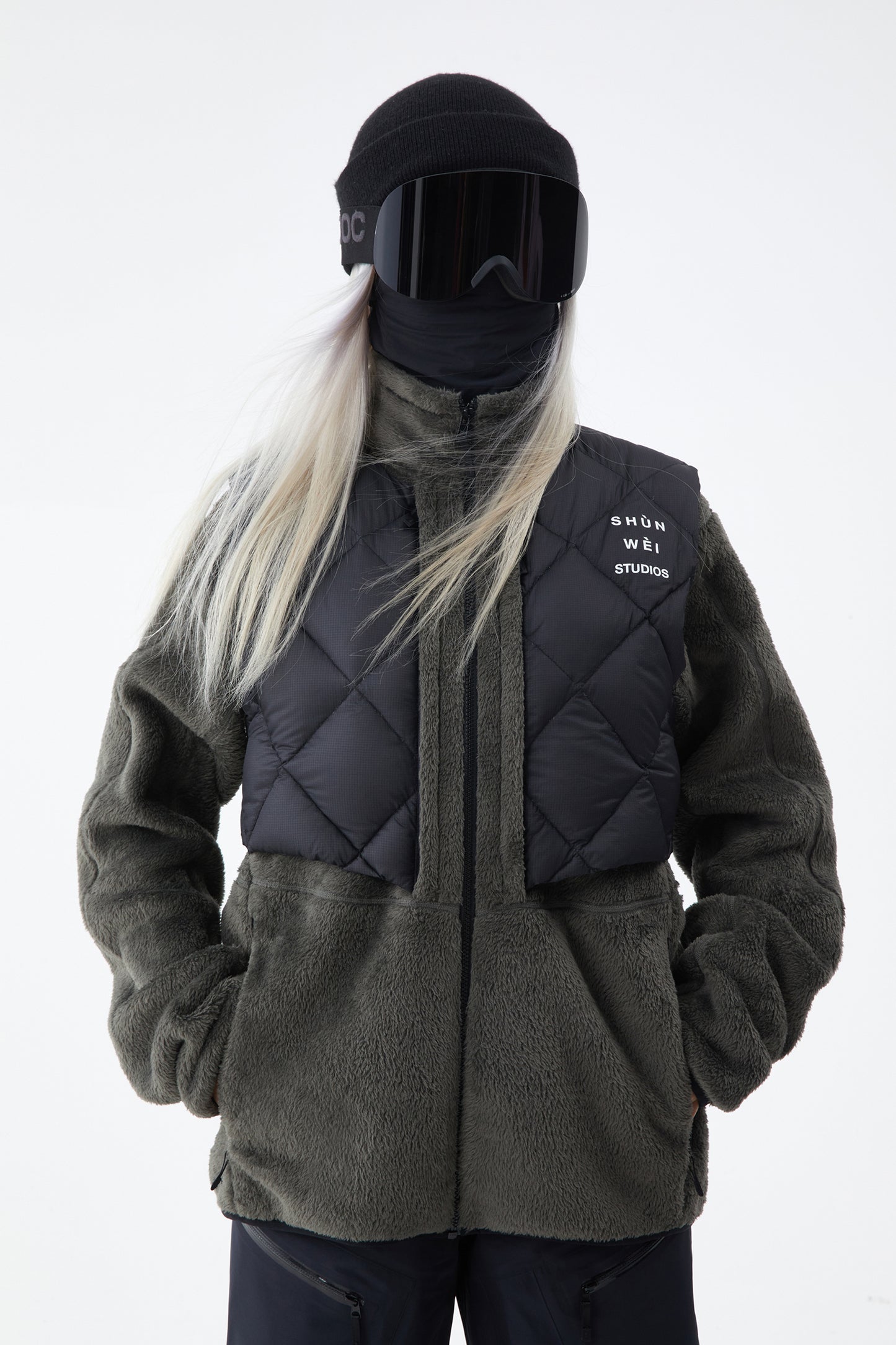 SHUNWEI STUDIO 2-In-1 Fleece Jacket exile space charcoal grey
