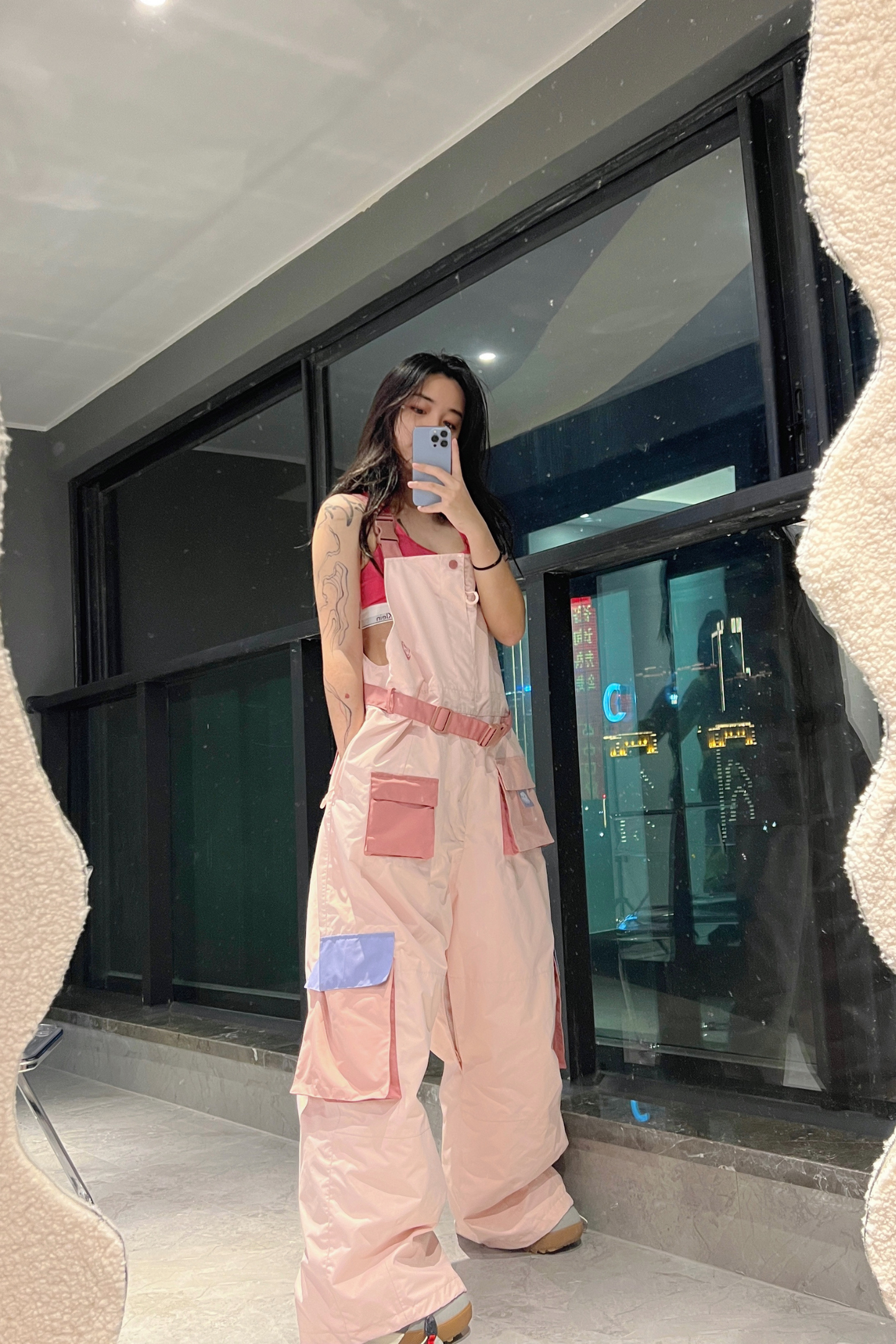 exile space LMDSNOW pink Snow Bib Pants