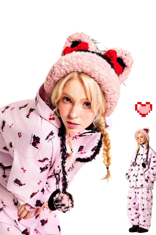 LMDSNOW Pink Cat Snow Suit