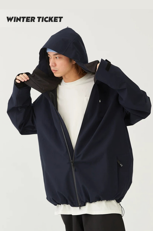 Winter Ticket 3L Freestyle Oversize Navy Blue Ski Jacket