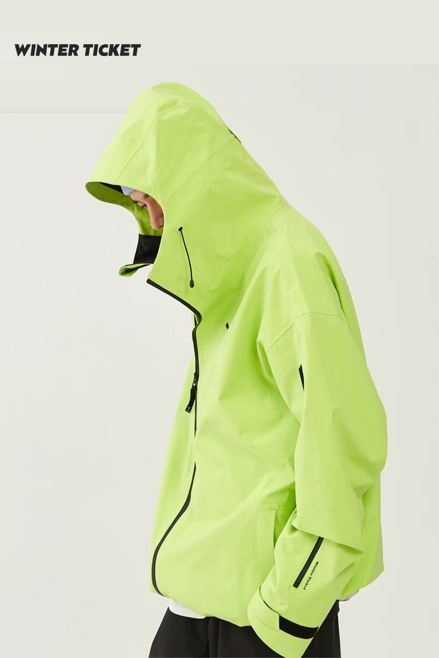 Winter Ticket 3L Freestyle Oversize Fluorescent Yellow Ski Jacket