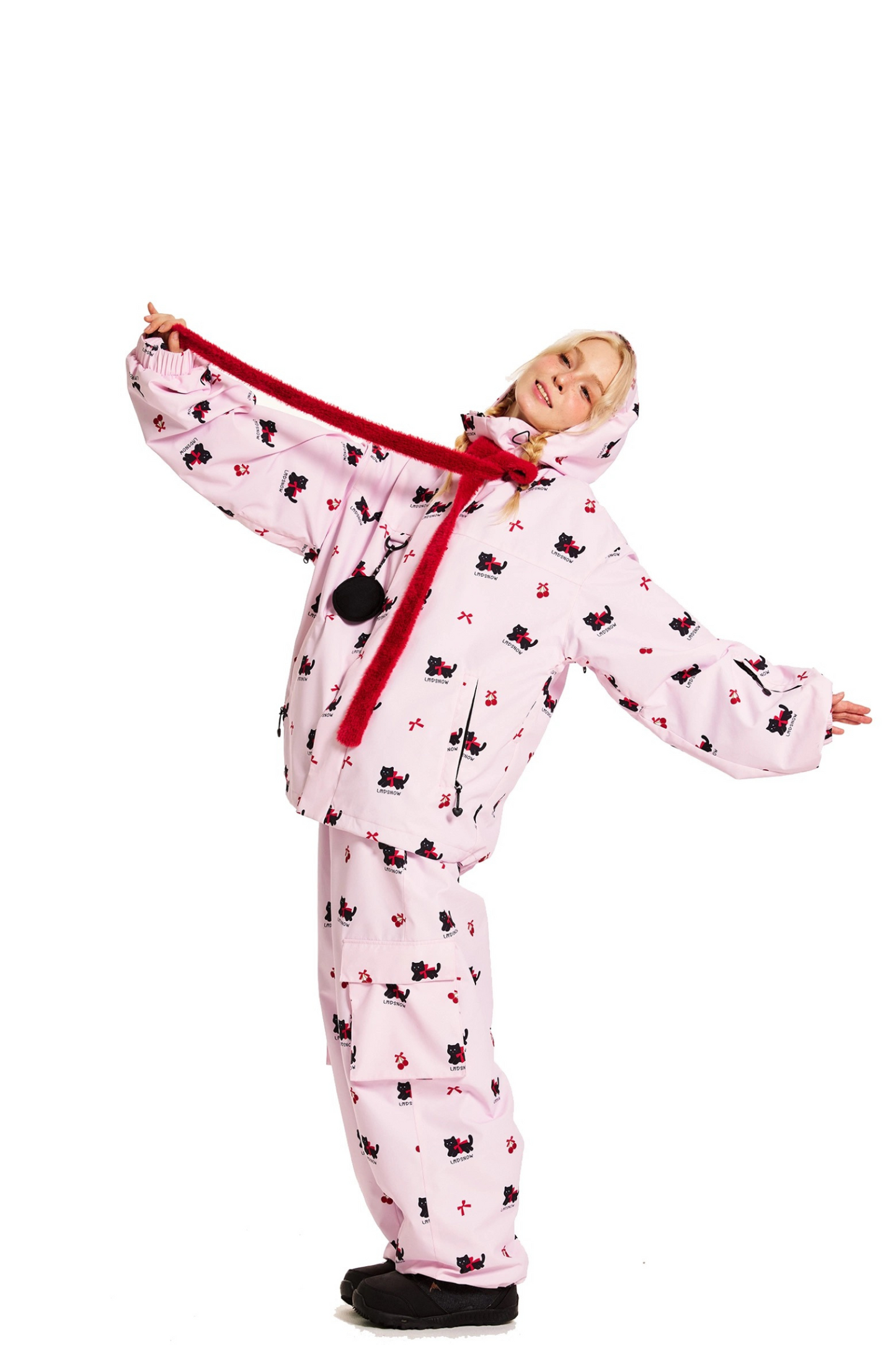 LMDSNOW Pink Cat Snow Suit