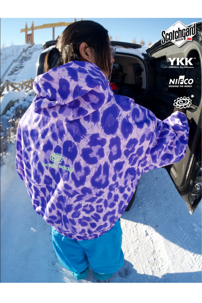 OddyEddy Purple Leopard Snowboard Ski Jacket - Unisex