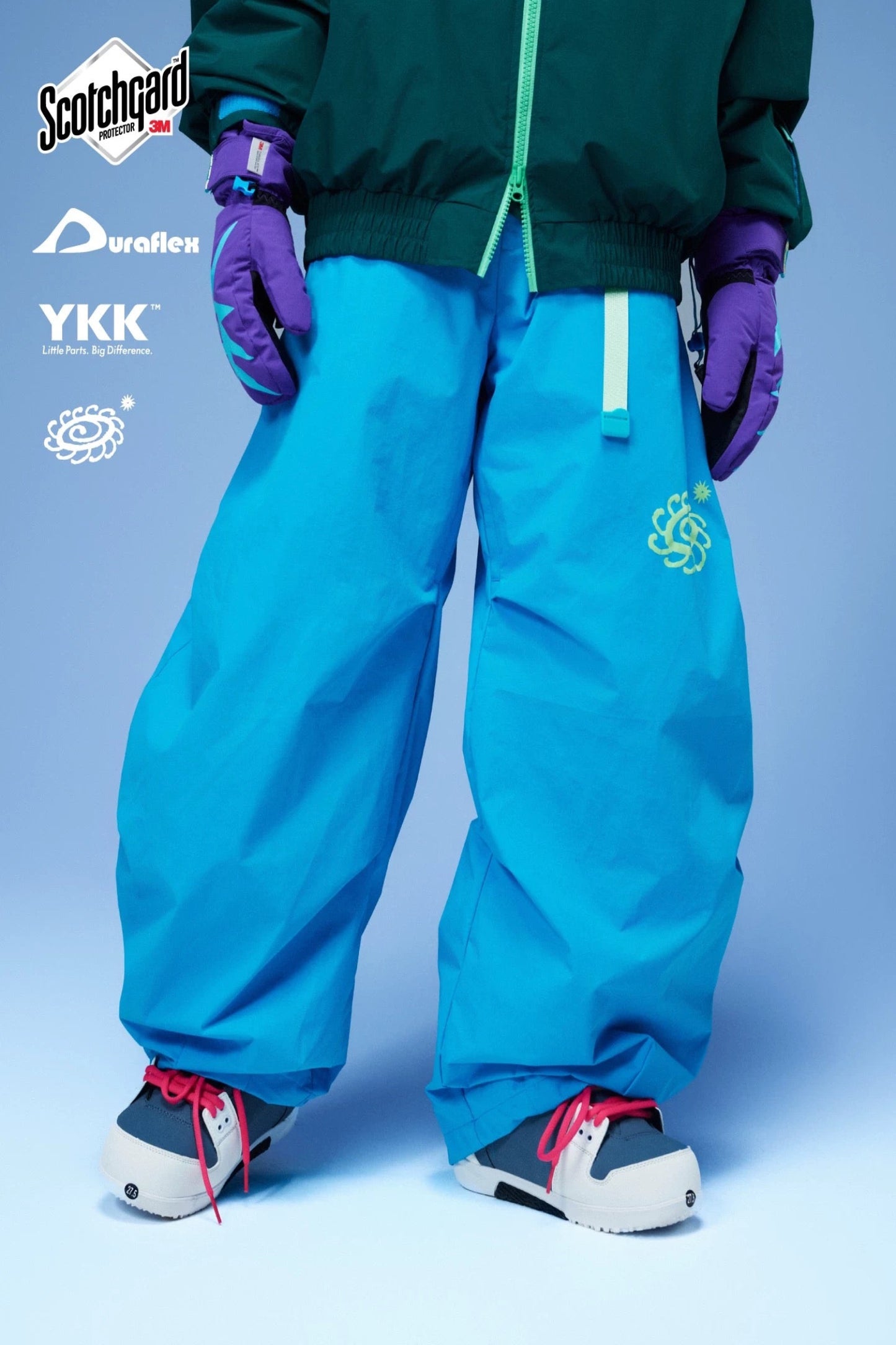 OddyEddy Zima Blue Baggy Snowboard Pants- Unisex