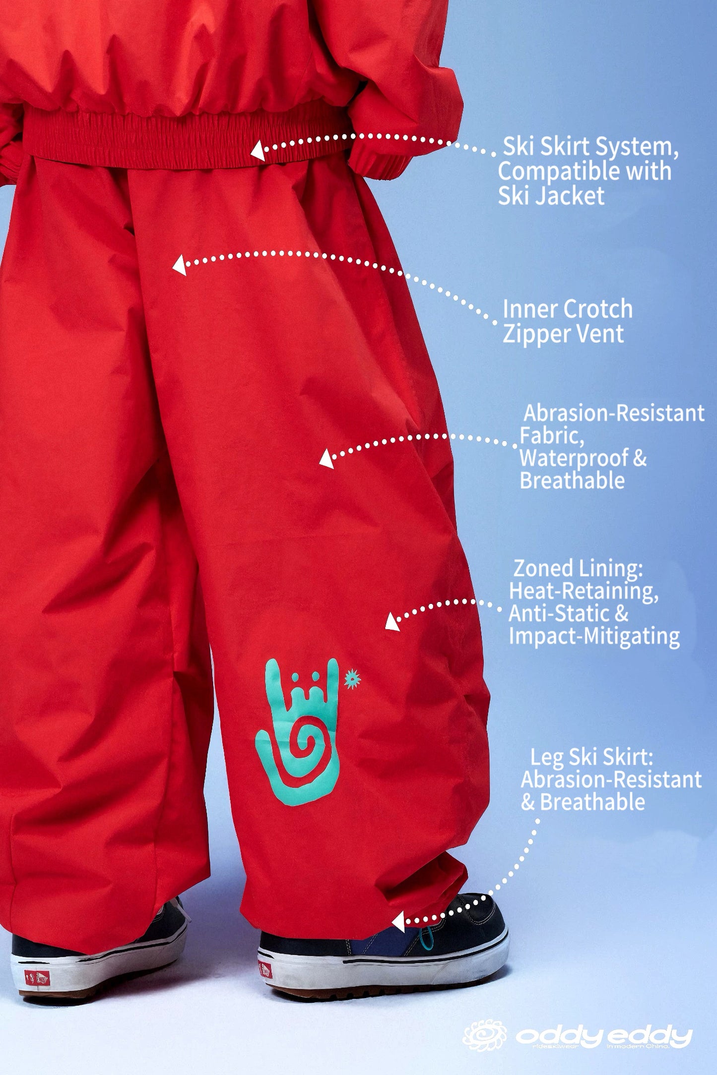 OddyEddy Free Spirit Baggy Snowboard Pants- Unisex