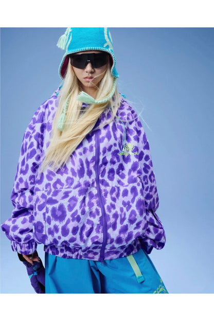 OddyEddy Purple Leopard Snowboard Ski Jacket - Unisex