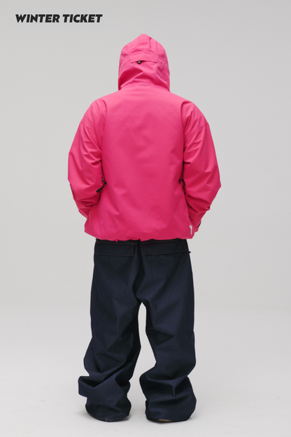 Winter Ticket 3L Freestyle Oversize Red Rose Ski Jacket Unisex - Exile Space
