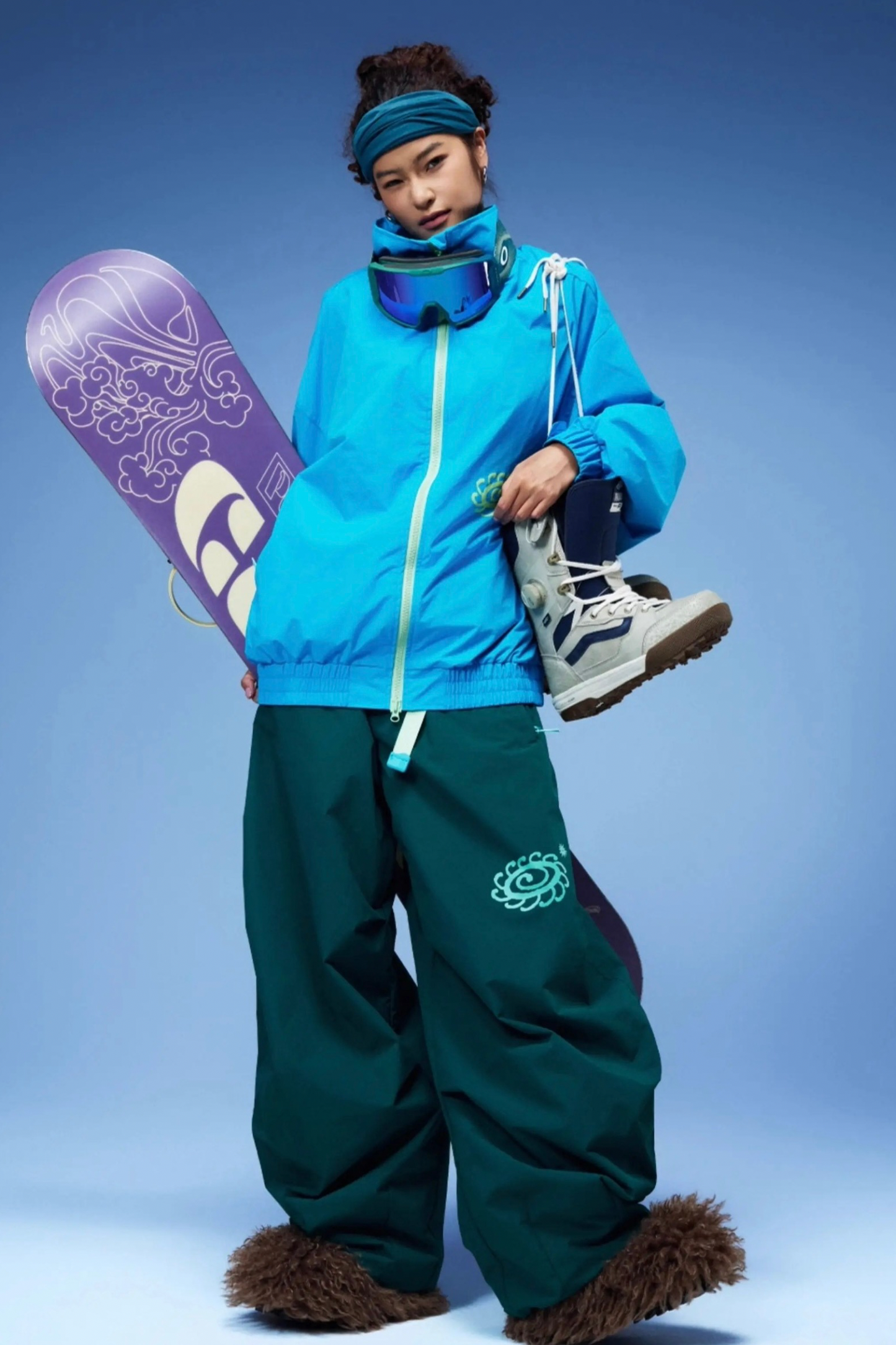 OddyEddy Ash Green Baggy Snowboard Pants- Unisex