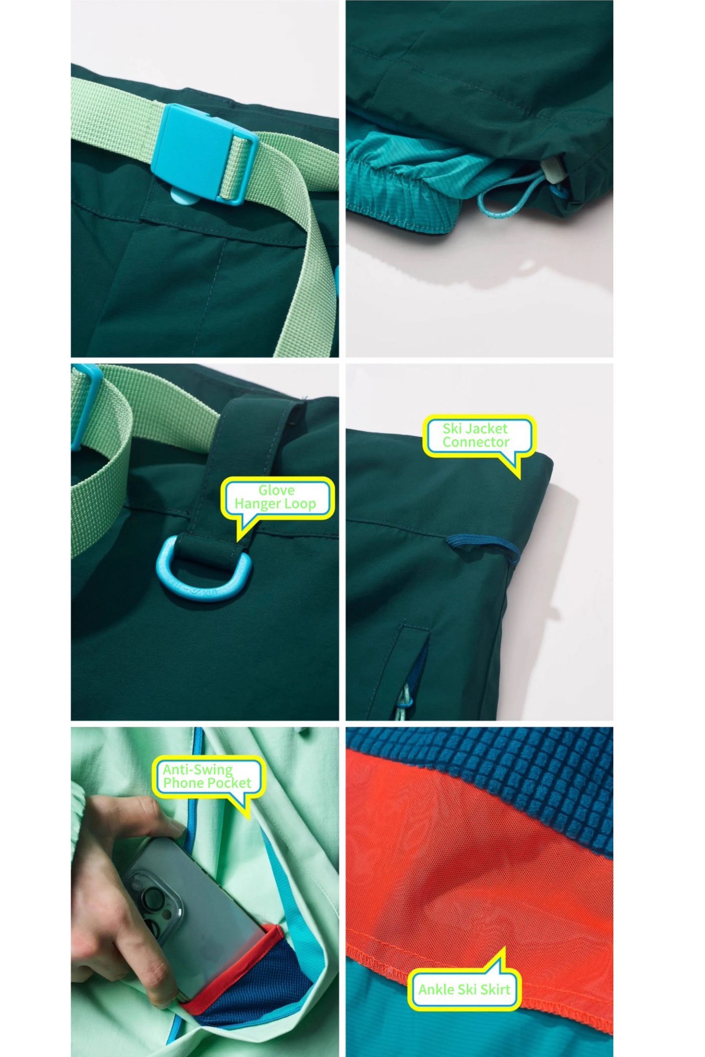 OddyEddy Ash Green Baggy Snowboard Pants- Unisex