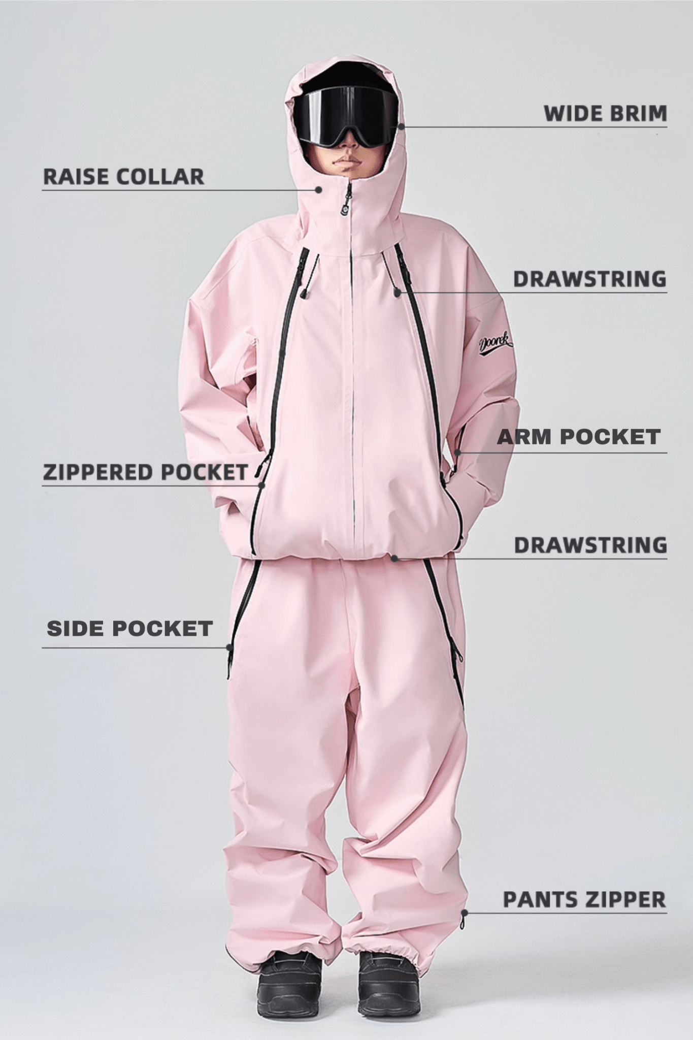 DOOREK 3L Essential Baggy Shell Jacket and Pants Set White - Unisex