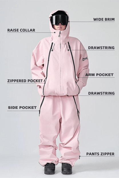 DOOREK 3L Essential Baggy Shell Jacket and Pants Set White - Unisex
