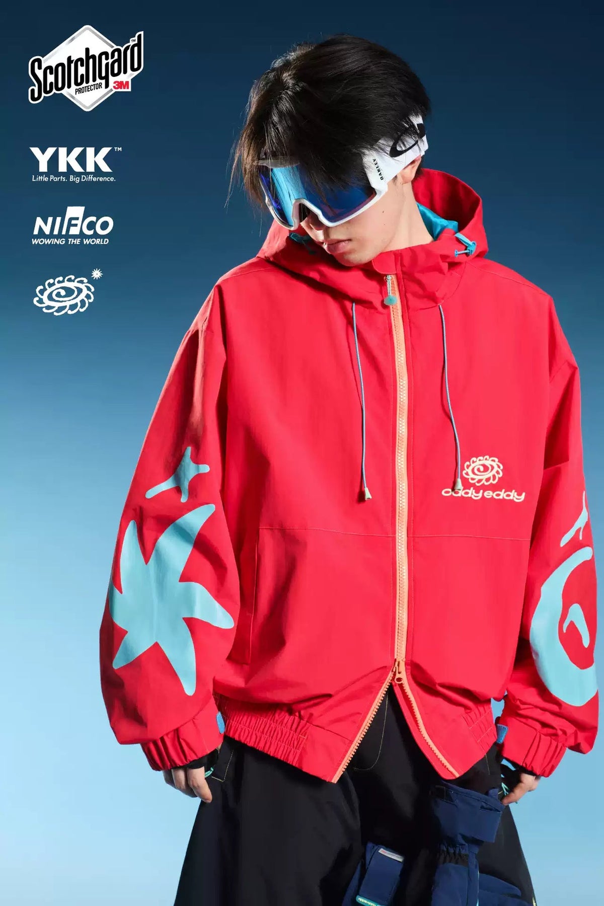 OddyEddy Eclipse Red Ski & Snowboard Jacket styled view