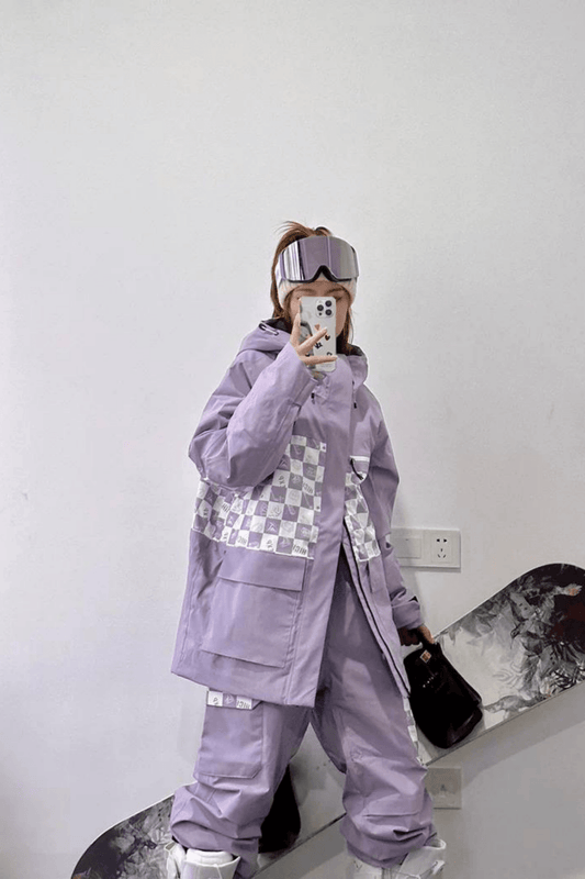 HIGH EXPERIENCE Women's Checkerboard Ski Snowboard Insulated Jacket and Pants Set