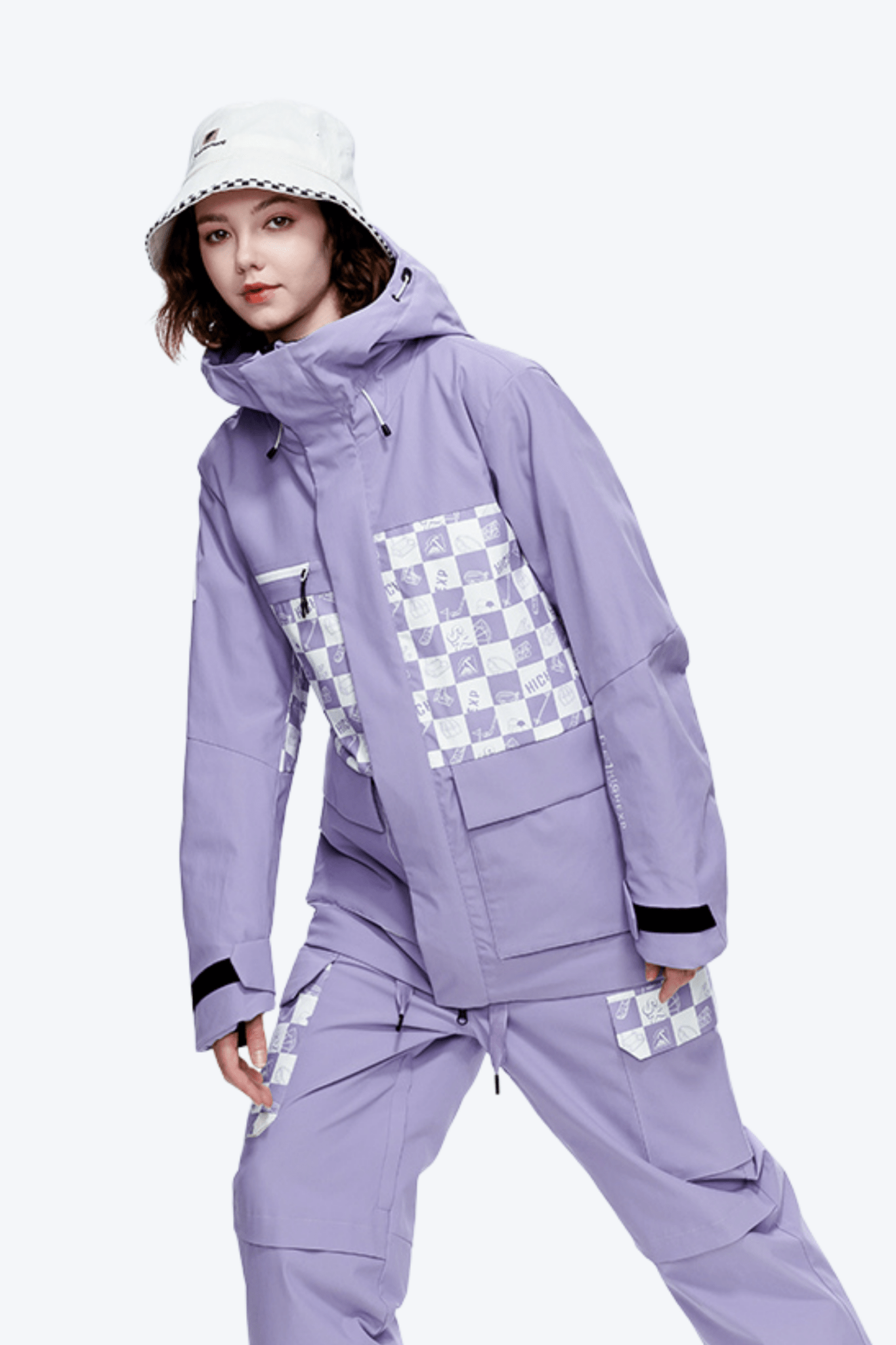 HIGH EXPERIENCE Women's Checkerboard Ski Snowboard Insulated Jacket and Pants Set