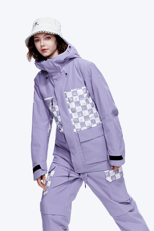 HIGH EXPERIENCE Women's Checkerboard Ski Snowboard Insulated Jacket and Pants Set