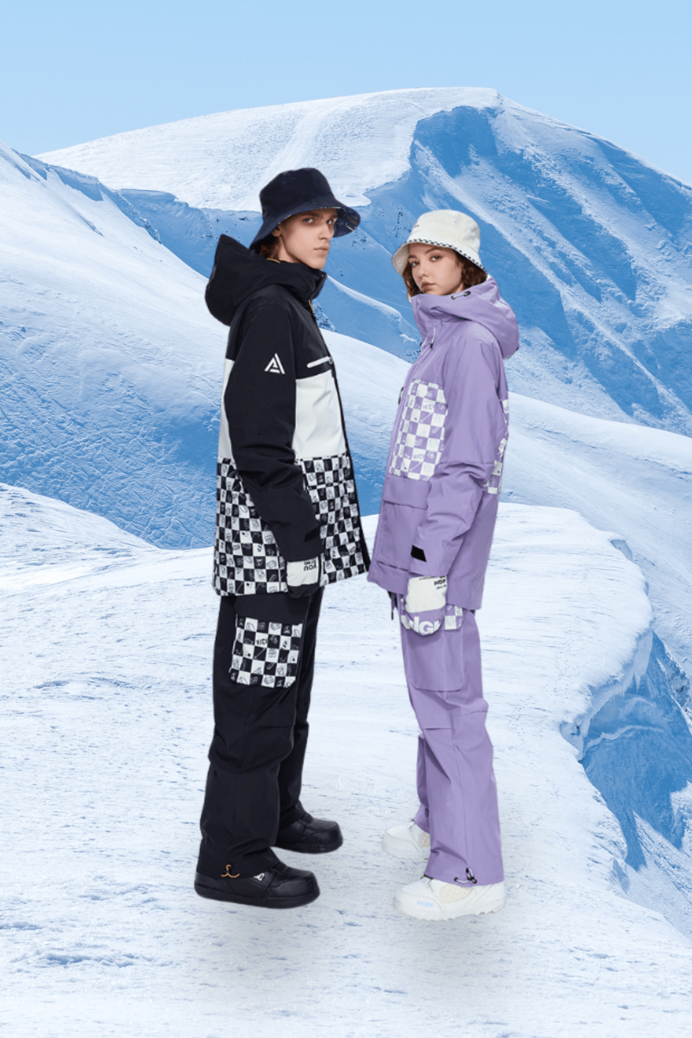 HIGH EXPERIENCE Women's Checkerboard Ski Snowboard Insulated Jacket and Pants Set