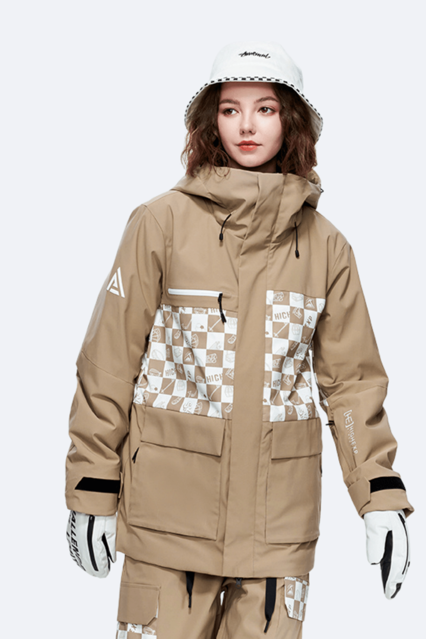 HIGH EXPERIENCE Women's Checkerboard Ski Snowboard Insulated Jacket and Pants Set