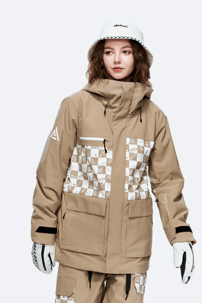 HIGH EXPERIENCE Women's Checkerboard Ski Snowboard Insulated Jacket and Pants Set