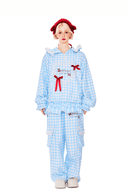 LMDSNOW Women's 3L Blue Bow Snowboard Jacket and Pants Set