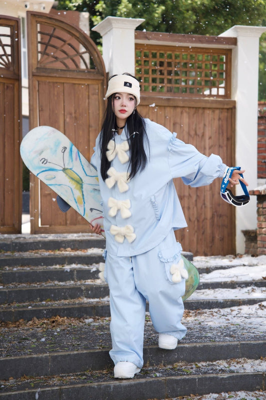 LMDSNOW Women's Light Blue Ski Snowboard Jacket and Pants Set