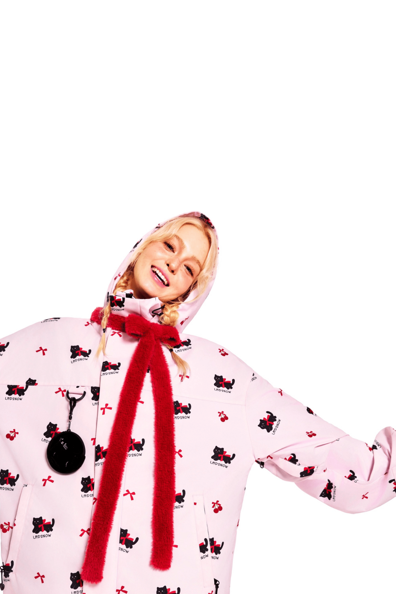 LMDSNOW Women's Pink Cat Snow Jacket and Pants Set
