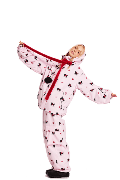 LMDSNOW Women's Pink Cat Snow Jacket and Pants Set