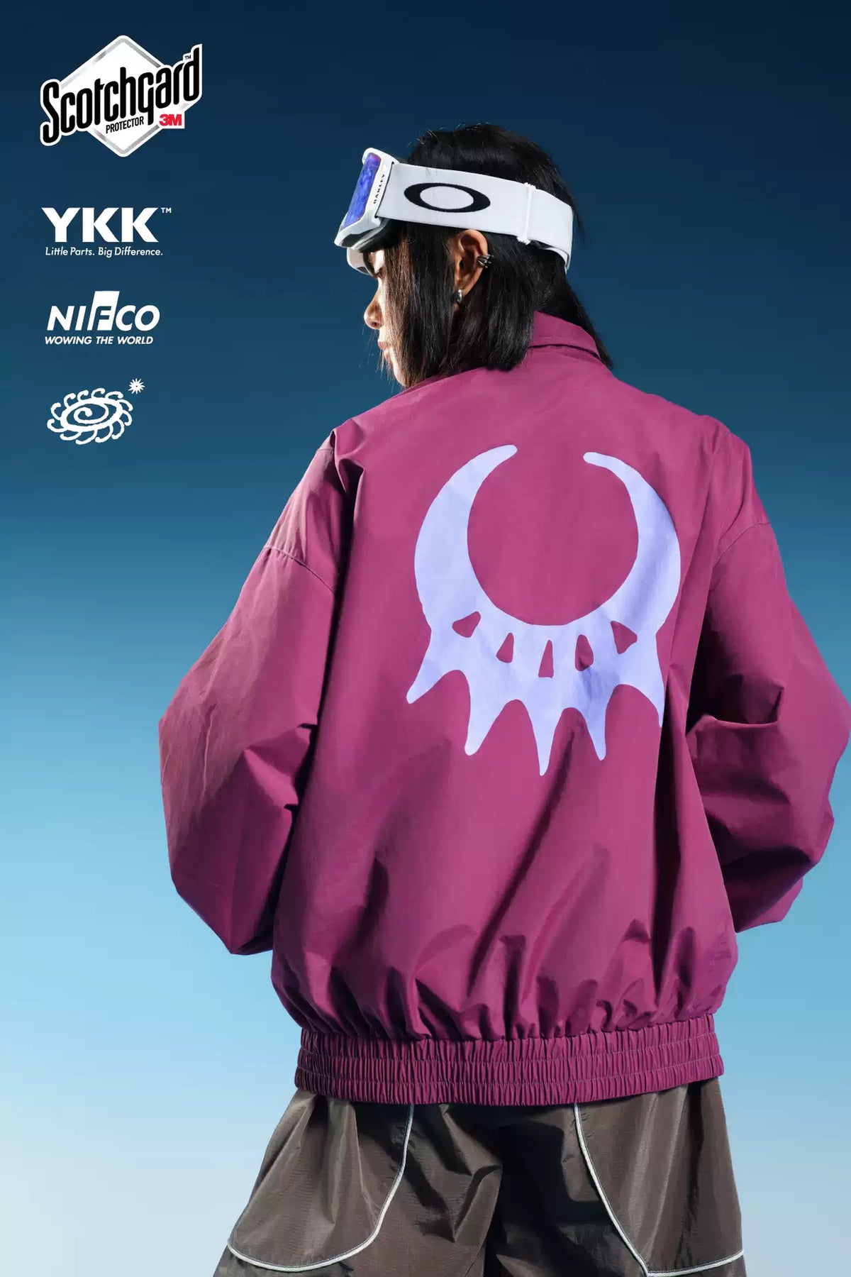 OddyEddy Luna Purple Ski & Snowboard Jacket styled view