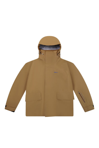 NIS longline ski snowboard jacket in Oak Brown on white background