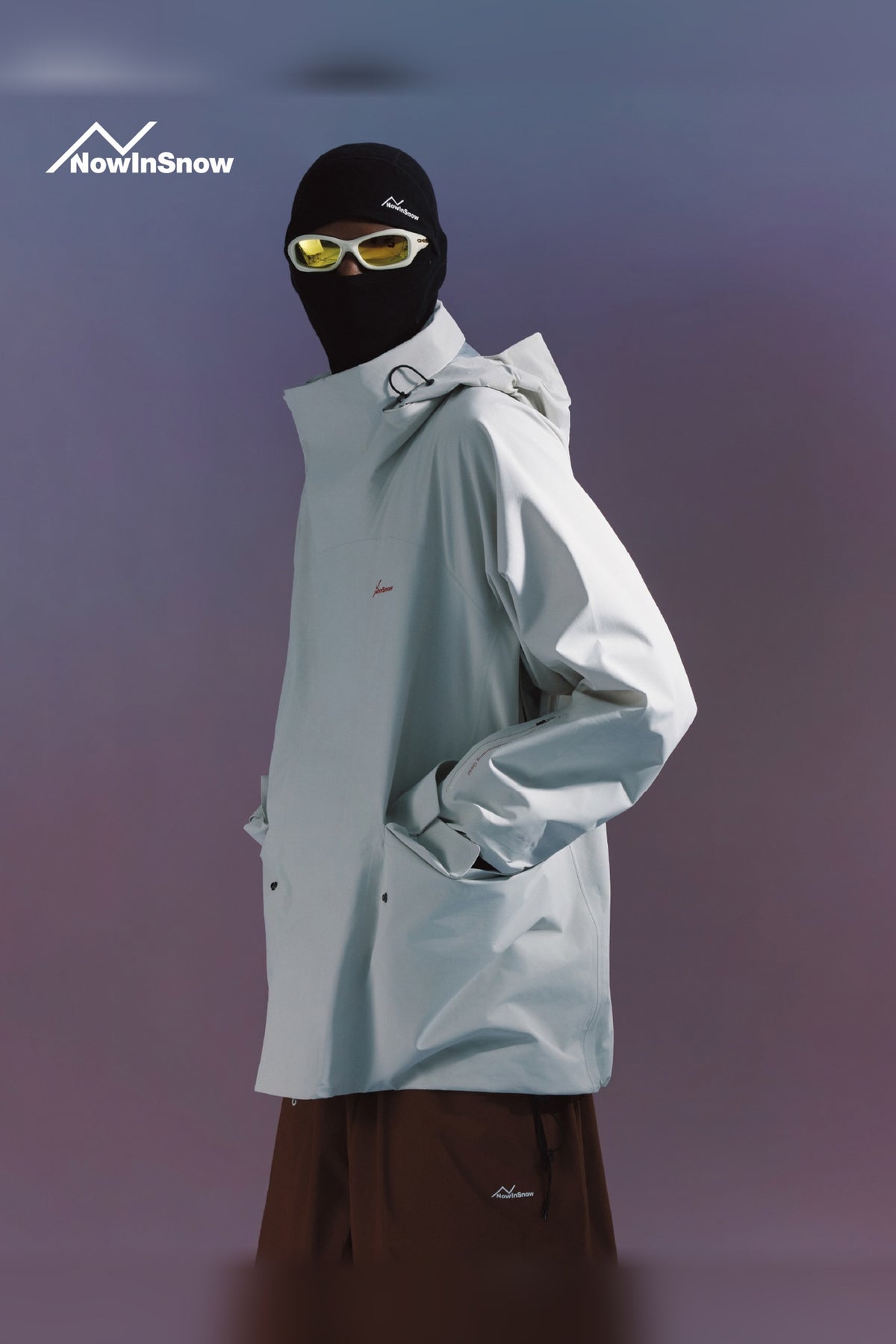 NIS Quartz White longline ski jacket for men, side view
