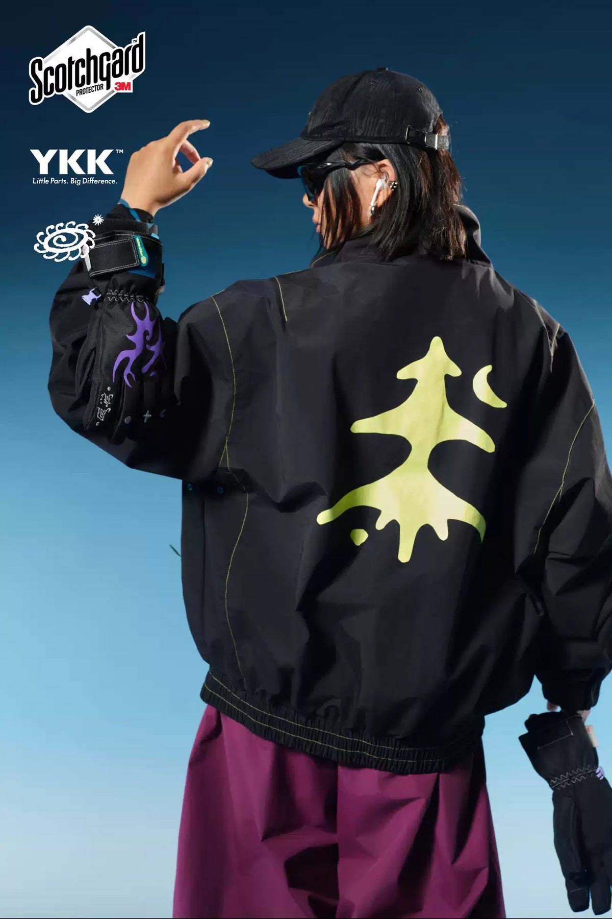 OddyEddy Nocturne Black Ski & Snowboard Jacket styled view