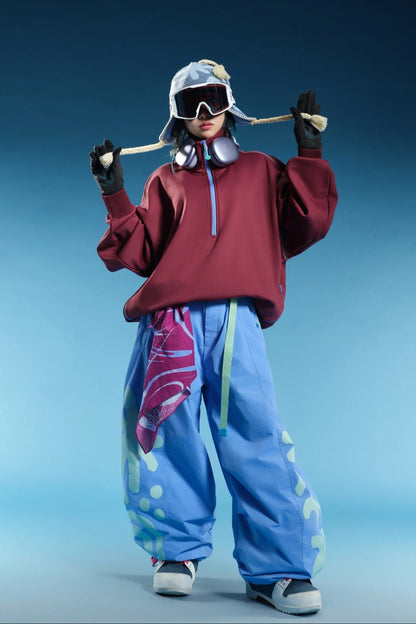 OddyEddy Totem Sky Blue baggy snow pants lifestyle styling